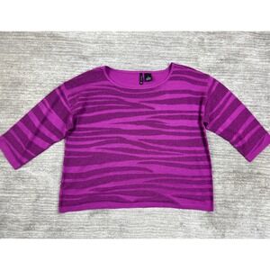 New Directions‎ Top Womens Extra Large Purple Striped Glittery 3/4 Sleeve